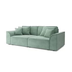 Canapé Droit MARTY Fixe Tissu Vert D'eau 3 Places -Meuble Déco Soldes canape droit marty fixe tissu vert 3 places 2