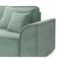 Canapé Droit MARTY Fixe Tissu Vert D'eau 3 Places -Meuble Déco Soldes canape droit marty fixe tissu vert 3 places 4