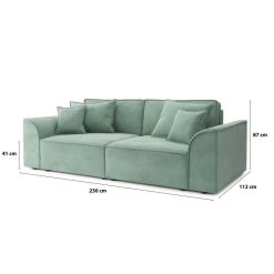 Canapé Droit MARTY Fixe Tissu Vert D'eau 3 Places -Meuble Déco Soldes canape droit marty fixe tissu vert 3 places 7