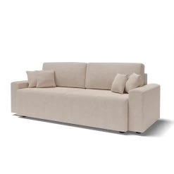 Canapé Droit MILO Convertible Tissu Beige 3 Places -Meuble Déco Soldes canape droit milo convertible tissu beige 3 places 2