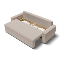 Canapé Droit MILO Convertible Tissu Beige 3 Places -Meuble Déco Soldes canape droit milo convertible tissu beige 3 places 4