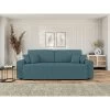 Canapé Droit MILO Convertible Tissu Bleu Paon 3 Places