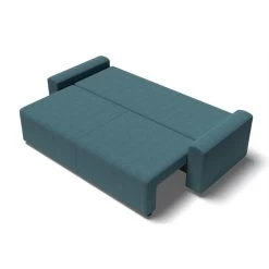 Canapé Droit MILO Convertible Tissu Bleu Paon 3 Places -Meuble Déco Soldes canape droit milo convertible tissu bleu paon 3 places 3