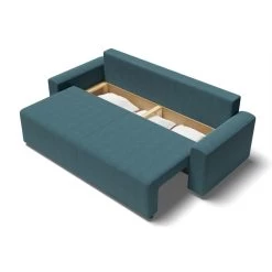 Canapé Droit MILO Convertible Tissu Bleu Paon 3 Places -Meuble Déco Soldes canape droit milo convertible tissu bleu paon 3 places 4