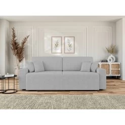 Canapé Droit MILO Convertible Tissu Gris 3 Places