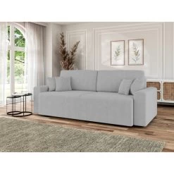 Canapé Droit MILO Convertible Tissu Gris 3 Places -Meuble Déco Soldes canape droit milo convertible tissu gris 3 places 7