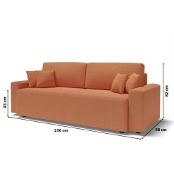 Canapé Droit MILO Convertible Tissu Rouille 3 Places 18 Canapé Droit MILO Convertible Tissu Rouille 3 Places -Meuble Déco Soldes canape droit milo convertible tissu rouille 3 places 8