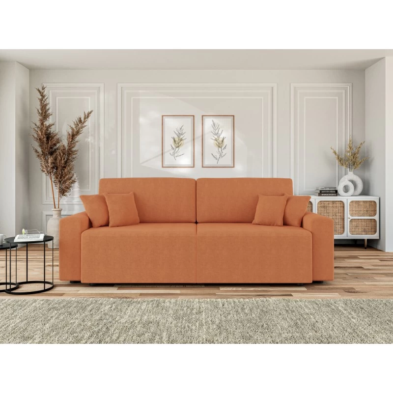 Canapé Droit MILO Convertible Tissu Rouille 3 Places 1 Canapé Droit MILO Convertible Tissu Rouille 3 Places