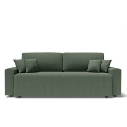 Canapé Droit MILO Convertible Tissu Vert 3 Places -Meuble Déco Soldes canape droit milo convertible tissu vert 3 places 1