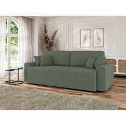 Canapé Droit MILO Convertible Tissu Vert 3 Places -Meuble Déco Soldes canape droit milo convertible tissu vert 3 places 7