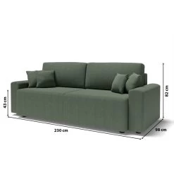 Canapé Droit MILO Convertible Tissu Vert 3 Places -Meuble Déco Soldes canape droit milo convertible tissu vert 3 places 8