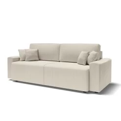 Canapé Droit MILO Convertible Velours Côtelé Beige 3 Places -Meuble Déco Soldes canape droit milo convertible velours cotele beige 3 places 2