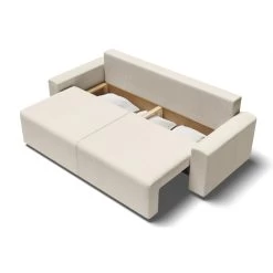 Canapé Droit MILO Convertible Velours Côtelé Beige 3 Places -Meuble Déco Soldes canape droit milo convertible velours cotele beige 3 places 4