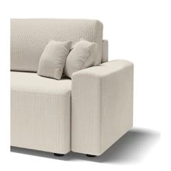 Canapé Droit MILO Convertible Velours Côtelé Beige 3 Places -Meuble Déco Soldes canape droit milo convertible velours cotele beige 3 places 6