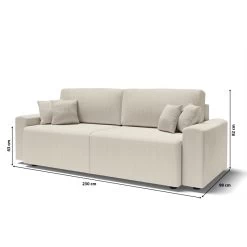 Canapé Droit MILO Convertible Velours Côtelé Beige 3 Places -Meuble Déco Soldes canape droit milo convertible velours cotele beige 3 places 9