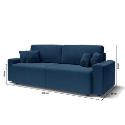 Canapé Droit MILO Convertible Velours Côtelé Bleu Cobalt 3 Places -Meuble Déco Soldes canape droit milo convertible velours cotele bleu cobalt 3 places 9