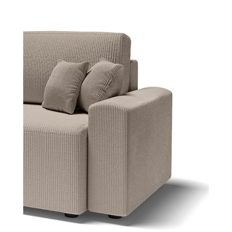 Canapé Droit MILO Convertible Velours Côtelé Grège 3 Places 7 Canapé Droit MILO Convertible Velours Côtelé Grège 3 Places – Image 7