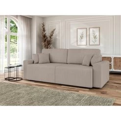 Canapé Droit MILO Convertible Velours Côtelé Grège 3 Places 18 Canapé Droit MILO Convertible Velours Côtelé Grège 3 Places -Meuble Déco Soldes canape droit milo convertible velours cotele grege 3 places 8