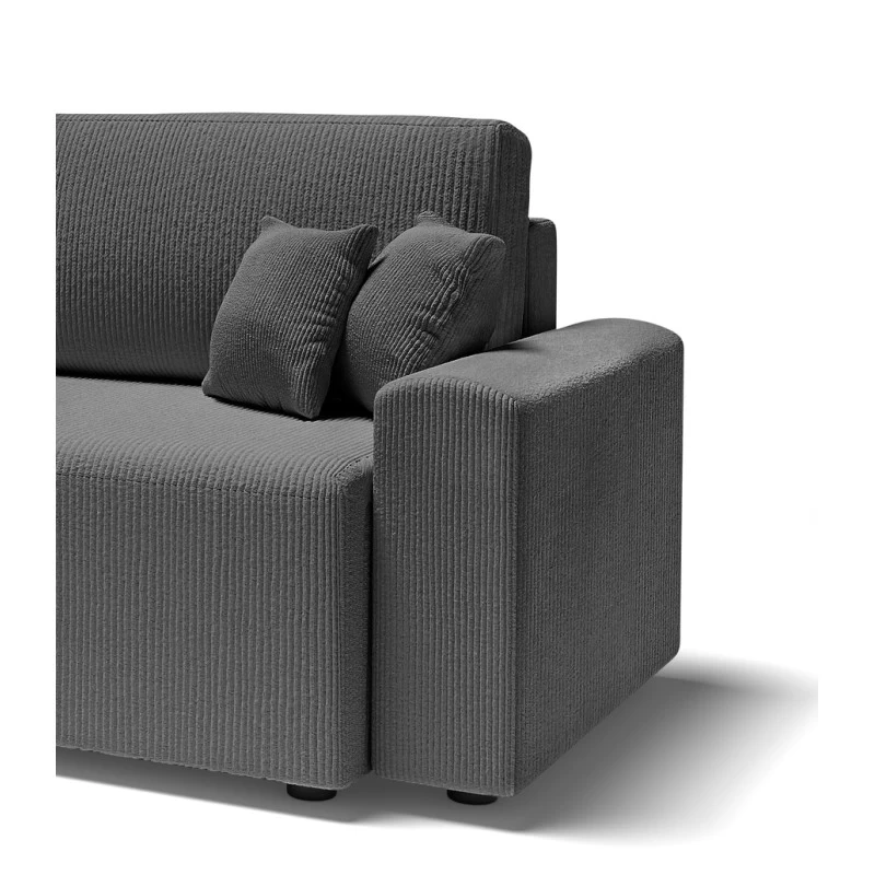 Canapé Droit MILO Convertible Velours Côtelé Gris Souris 3 Places 7 Canapé Droit MILO Convertible Velours Côtelé Gris Souris 3 Places – Image 7