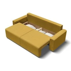 Canapé Droit MILO Convertible Velours Côtelé Jaune 3 Places -Meuble Déco Soldes canape droit milo convertible velours cotele jaune 3 places 4