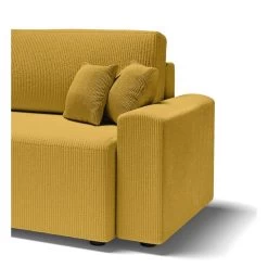 Canapé Droit MILO Convertible Velours Côtelé Jaune 3 Places -Meuble Déco Soldes canape droit milo convertible velours cotele jaune 3 places 6