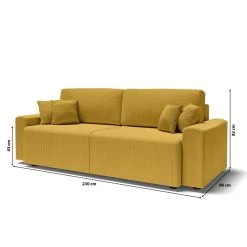 Canapé Droit MILO Convertible Velours Côtelé Jaune 3 Places -Meuble Déco Soldes canape droit milo convertible velours cotele jaune 3 places 9