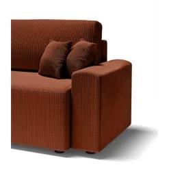 Canapé Droit MILO Convertible Velours Côtelé Terracotta 3 Places -Meuble Déco Soldes canape droit milo convertible velours cotele terracotta 3 places 6