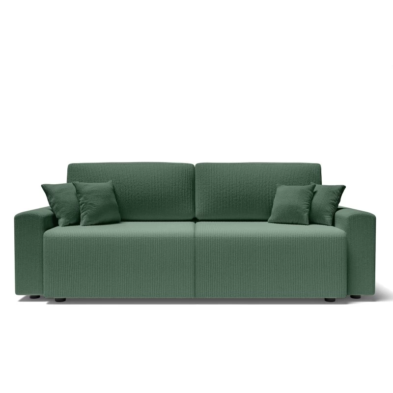 Canapé Droit MILO Convertible Velours Côtelé Vert 3 Places 2 Canapé Droit MILO Convertible Velours Côtelé Vert 3 Places – Image 2