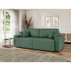 Canapé Droit MILO Convertible Velours Côtelé Vert 3 Places 18 Canapé Droit MILO Convertible Velours Côtelé Vert 3 Places -Meuble Déco Soldes canape droit milo convertible velours cotele vert 3 places 8