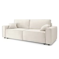 Canapé Droit MIRA Convertible Velours Beige -Meuble Déco Soldes canape droit mira convertible velours beige 3 places 2