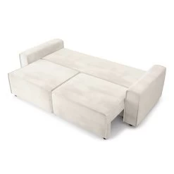 Canapé Droit MIRA Convertible Velours Beige -Meuble Déco Soldes canape droit mira convertible velours beige 3 places 3