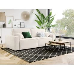 Canapé Droit MIRA Convertible Velours Beige -Meuble Déco Soldes canape droit mira convertible velours beige 3 places 6