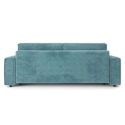 Canapé Droit MIRA Convertible Velours Côtelé Bleu -Meuble Déco Soldes canape droit mira convertible velours cotele bleu 3places 5