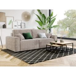 Canapé Droit MIRA Convertible Velours Côtelé Grège 14 Canapé Droit MIRA Convertible Velours Côtelé Grège -Meuble Déco Soldes canape droit mira convertible velours cotele grege 3 places 6