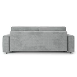 Canapé Droit MIRA Convertible Velours Côtelé Gris Clair -Meuble Déco Soldes canape droit mira convertible velours cotele gris clair 3pl 5