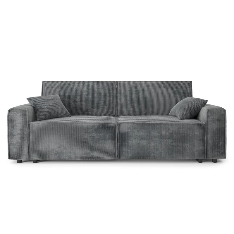 Canapé Droit MIRA Convertible Velours Côtelé Gris Souris 2 Canapé Droit MIRA Convertible Velours Côtelé Gris Souris – Image 2