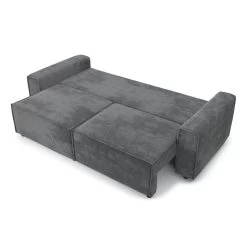 Canapé Droit MIRA Convertible Velours Côtelé Gris Souris 11 Canapé Droit MIRA Convertible Velours Côtelé Gris Souris -Meuble Déco Soldes canape droit mira convertible velours cotele gris souris 3pl 3