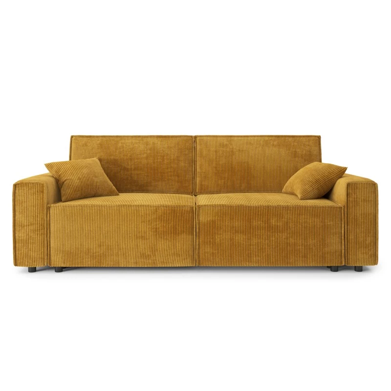Canapé Droit MIRA Convertible Velours Côtelé Moutarde 2 Canapé Droit MIRA Convertible Velours Côtelé Moutarde – Image 2