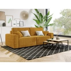 Canapé Droit MIRA Convertible Velours Côtelé Moutarde 14 Canapé Droit MIRA Convertible Velours Côtelé Moutarde -Meuble Déco Soldes canape droit mira convertible velours cotele moutarde 3plcs 6