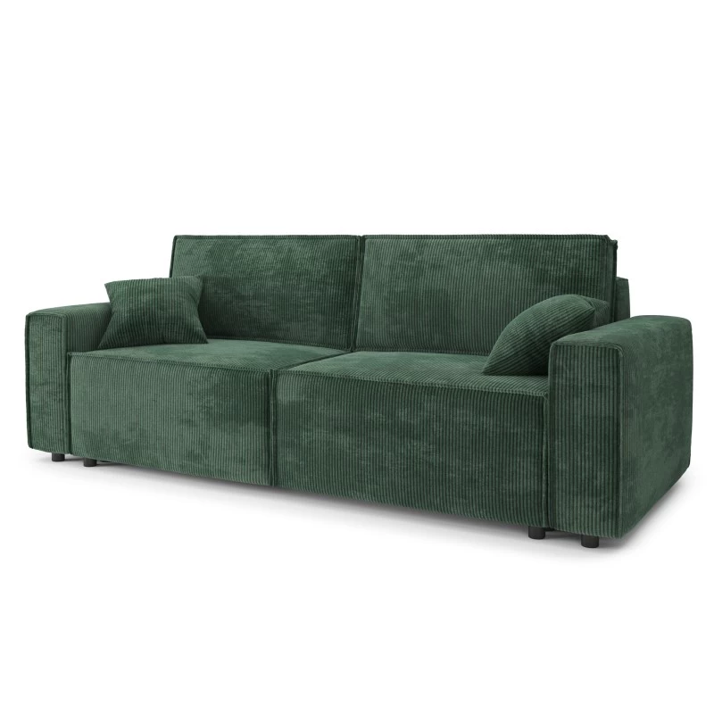 Canapé Droit MIRA Convertible Velours Côtelé Vert 3 Places 3 Canapé Droit MIRA Convertible Velours Côtelé Vert 3 Places – Image 3