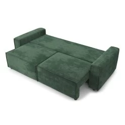 Canapé Droit MIRA Convertible Velours Côtelé Vert 3 Places 11 Canapé Droit MIRA Convertible Velours Côtelé Vert 3 Places -Meuble Déco Soldes canape droit mira convertible velours cotele vert 3 places 3
