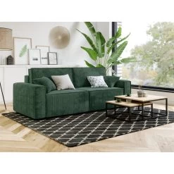 Canapé Droit MIRA Convertible Velours Côtelé Vert 3 Places 15 Canapé Droit MIRA Convertible Velours Côtelé Vert 3 Places -Meuble Déco Soldes canape droit mira convertible velours cotele vert 3 places 7