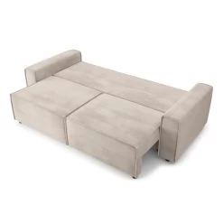 Canapé Droit MIRA Convertible Velours Grège 11 Canapé Droit MIRA Convertible Velours Grège -Meuble Déco Soldes canape droit mira convertible velours grege 3 places 3