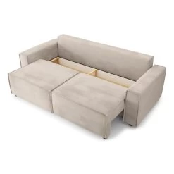 Canapé Droit MIRA Convertible Velours Grège 12 Canapé Droit MIRA Convertible Velours Grège -Meuble Déco Soldes canape droit mira convertible velours grege 3 places 4