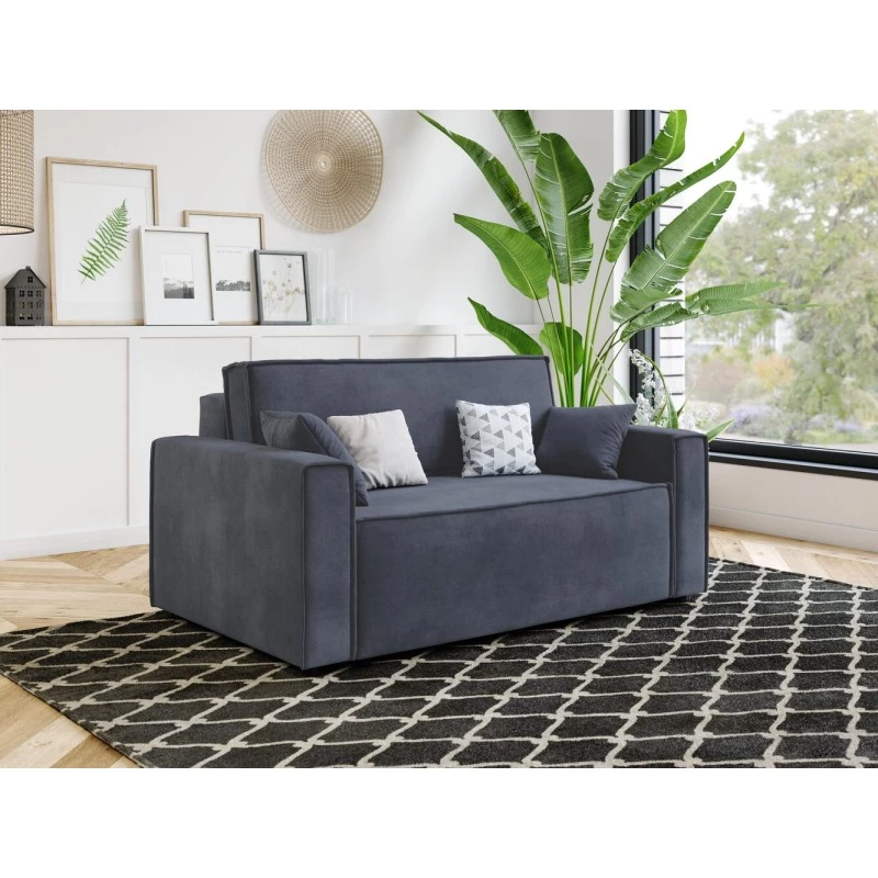 Canapé Droit MIRA Fixe Tissu Bleu Nuit 2 Places 7 Canapé Droit MIRA Fixe Tissu Bleu Nuit 2 Places – Image 7