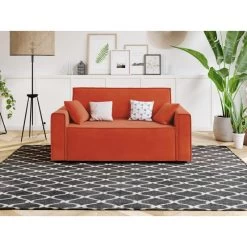 Canapé Droit MIRA Fixe Tissu Rouille 2 Places