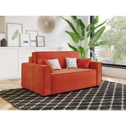 Canapé Droit MIRA Fixe Tissu Rouille 2 Places -Meuble Déco Soldes canape droit mira fixe tissu terracotta 2 places 6