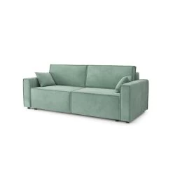 Canapé Droit MIRA Fixe Tissu Vert D'eau 3 Places -Meuble Déco Soldes canape droit mira fixe tissu vert 3 places 2