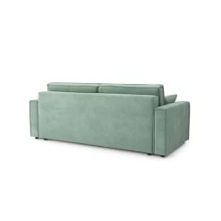 Canapé Droit MIRA Fixe Tissu Vert D'eau 3 Places -Meuble Déco Soldes canape droit mira fixe tissu vert 3 places 3