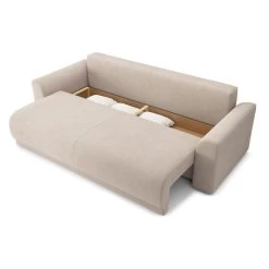 Canapé Droit NOVA Convertible Tissu Beige 3 Places -Meuble Déco Soldes canape droit nova convertible tissu beige 4